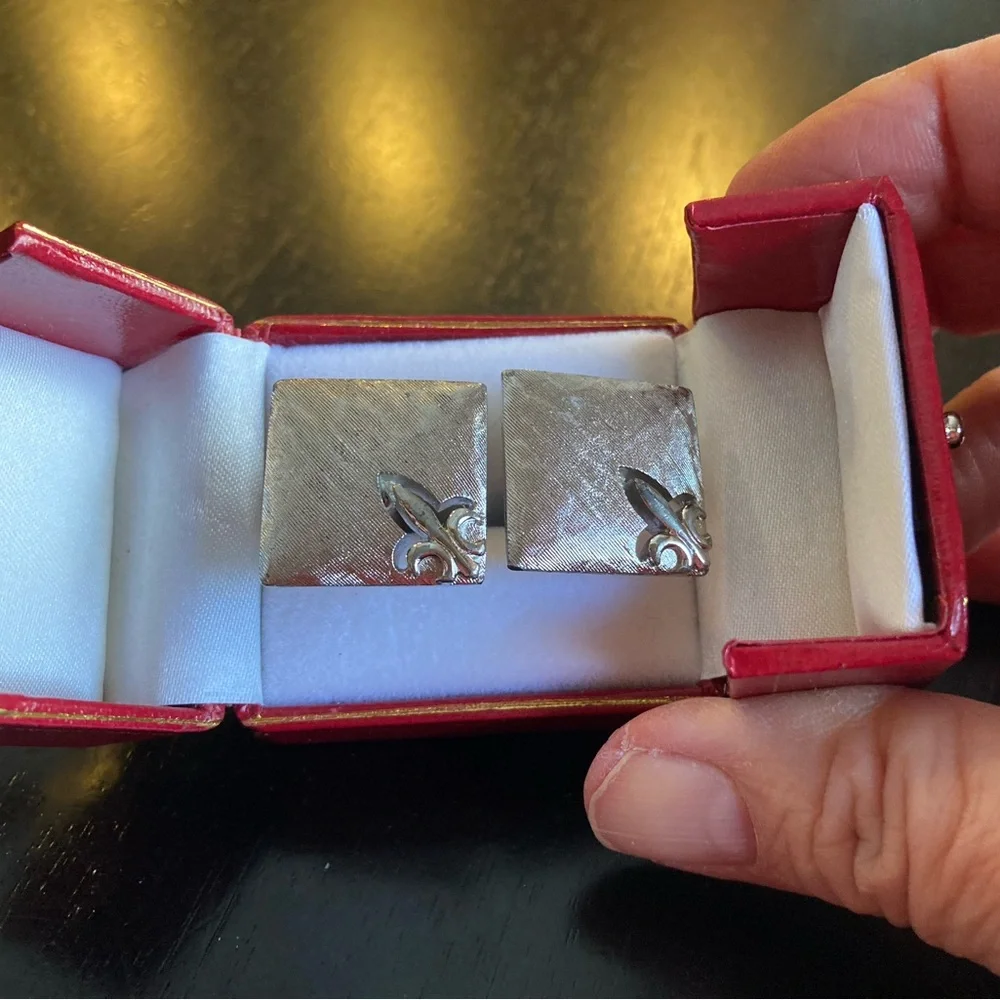 Vintage Swank Silver Tone Cufflinks in box